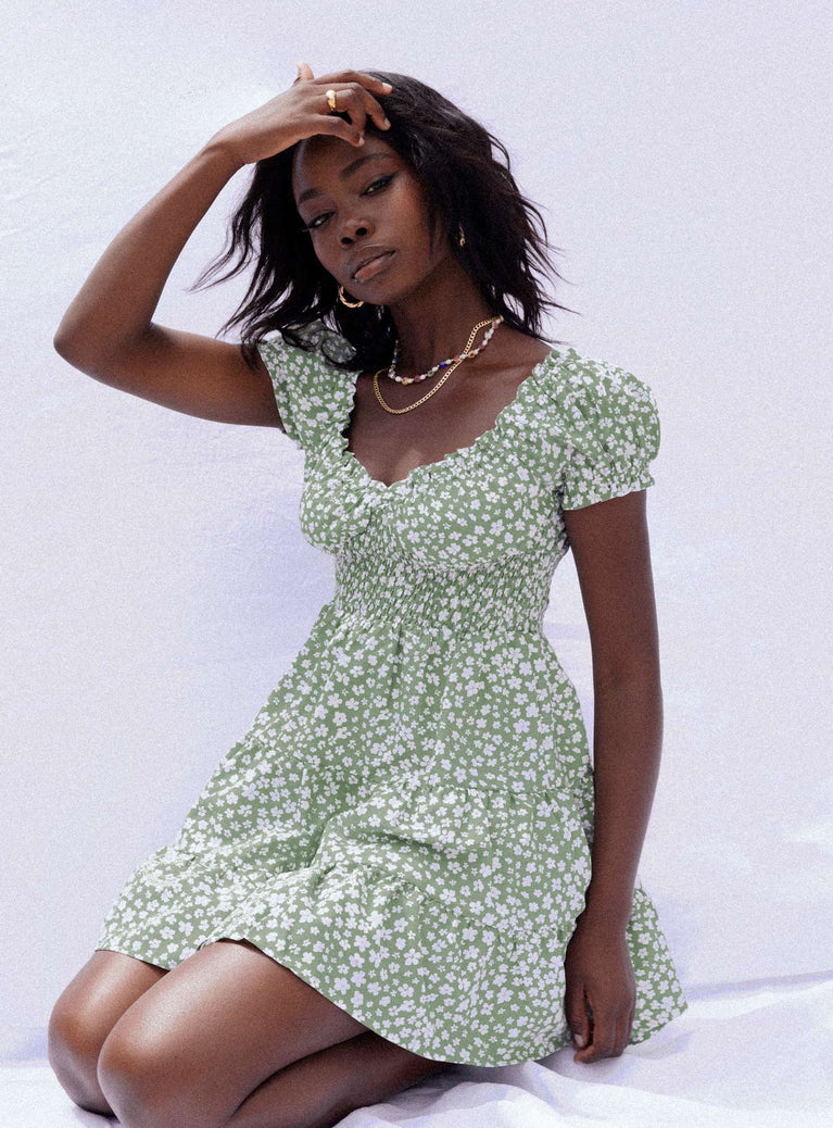 Daniella Floral Mini Dress Green